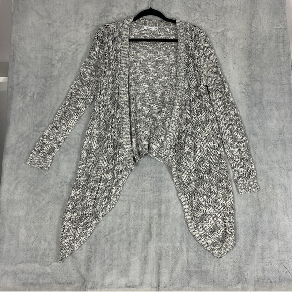 Reitmans Open Front Shark Bite Cardigan Size Medium Light Knit Heather Grey - Picture 1 of 10